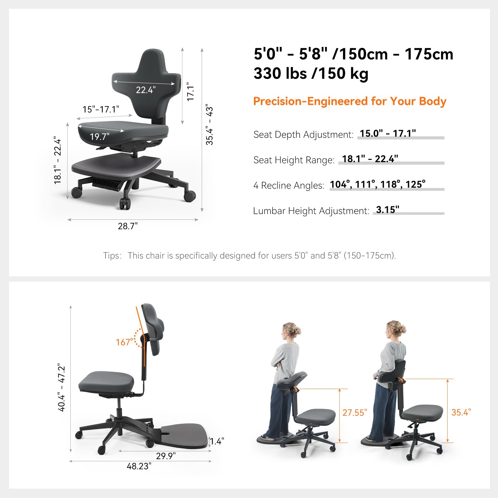 RESTLESS Standing Mate - Ergonomic Desk Chair